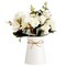 White Roses Flower Vase, Silk Artificial Flowers Arrangement with Ceramic Pot (6.3"D x 6.2"W x 12"H)
